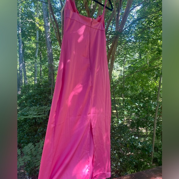 WEWOREWHAT Cowl MIDI Satin Charmeuse Zat Hot Pink Sexy Party Dress, Has Flaws - Picture 4 of 12